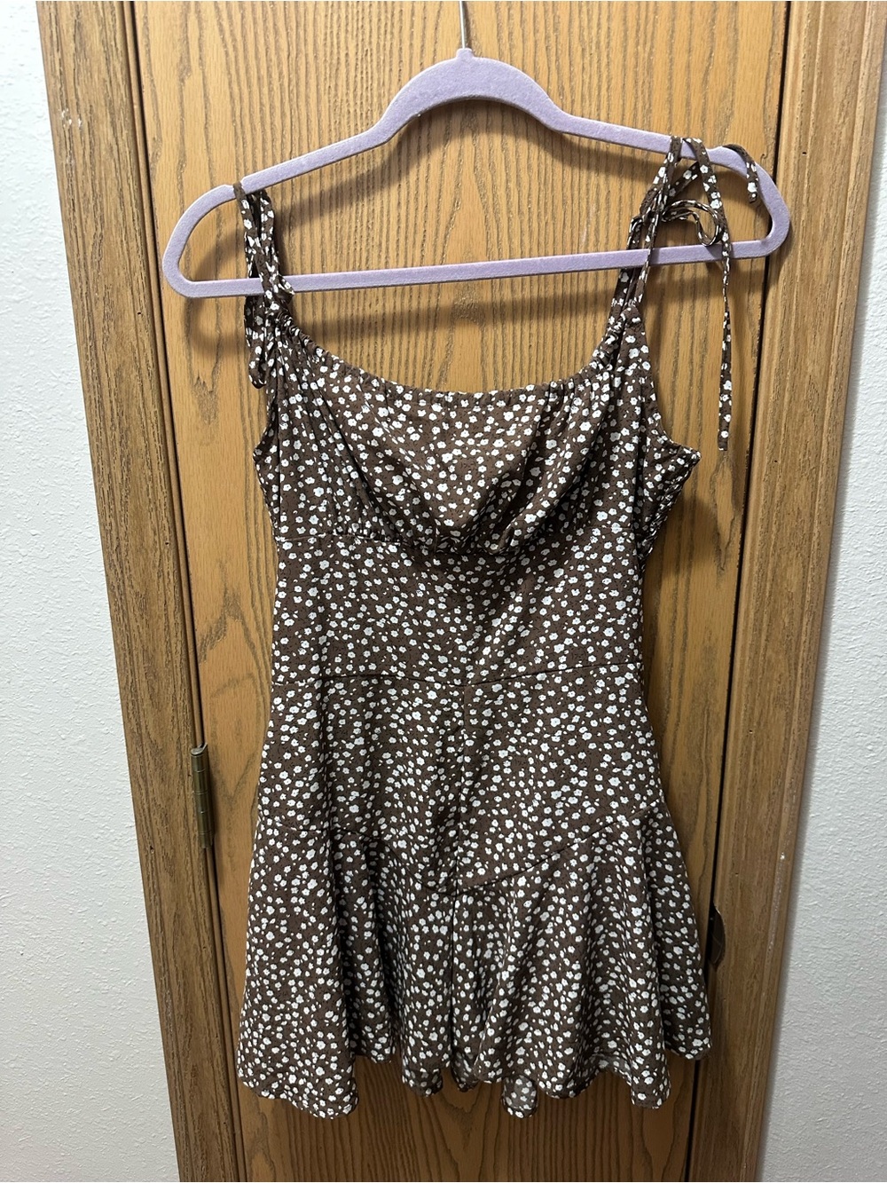 Brown Floral Cowl Neck Romper